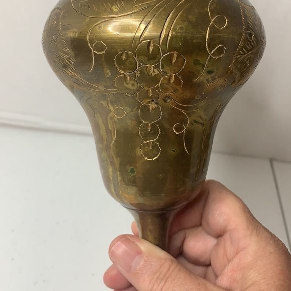 Vintage Brass Etched Vase Made In India - Picture 5 of 9